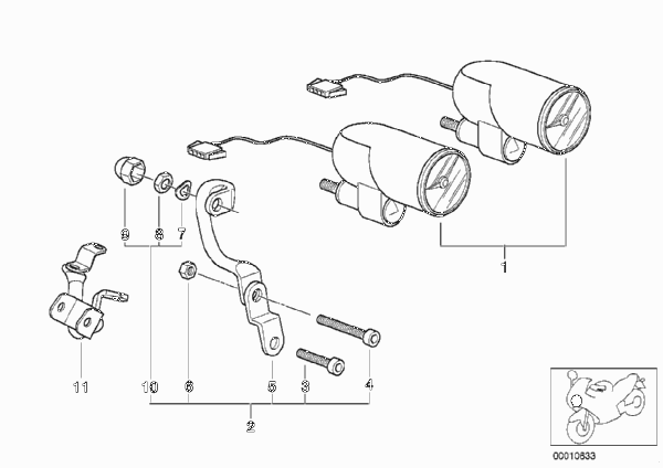Комплект дооснащения тахометра с часами для BMW 259R R 850 R 94 (0401,0406) 0 (схема запчастей)