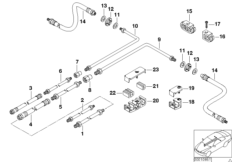 Трубопровод тормоз.привода Зд с ASC/DSC для BMW E38 740d M67 (схема запасных частей)