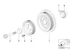 Демпфер крут.колебаний ременного прив. для BMW E36 316i 1.9 M43 (схема запасных частей)