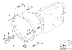 Крепление коробки передач для BMW E38 740i M62 (схема запасных частей)
