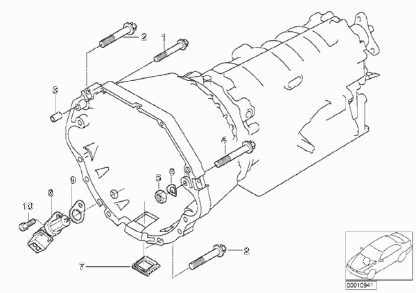Крепление коробки передач для BMW E38 740i M62 (схема запчастей)