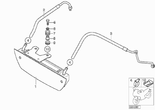 Масляный радиатор спецавтомобиля для BMW 259R R 850 R 94 (0401,0406) 0 (схема запчастей)
