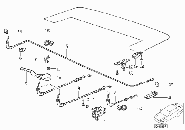 Привод крышки отдел.д.склад.верха элект. для BMW E36 M3 S50 (схема запчастей)