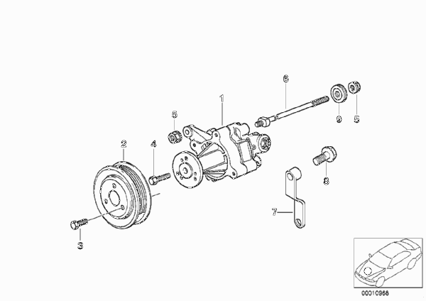 Насос гидроусилителя рулевого управления для BMW E38 L7 M73N (схема запчастей)