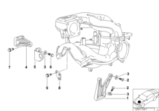Дополнительные элементы системы впуска для BMW E46 316Ci M43 (схема запасных частей)