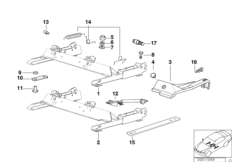 Сиденье Пд направляющая сиденья для BMW E36 M3 3.2 S50 (схема запасных частей)
