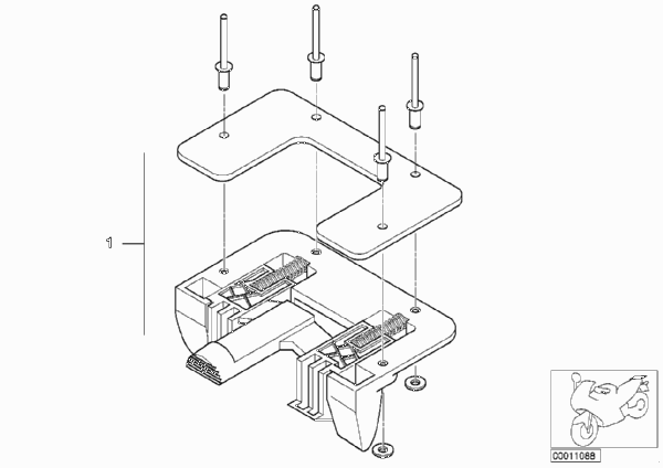 Фиксатор верхнего контейнера для BMW 259T R 850 RT 96 (0412) 0 (схема запчастей)