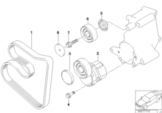 Ременный привод водяной помпы/генератора для BMW Z3 Z3 1.9 M44 (схема запасных частей)