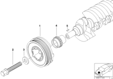 Демпфер крут.колебаний ременного прив. для BMW E46 318d M47 (схема запасных частей)