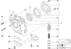 Смазочная система/масляный насос для BMW E46 320d M47 (схема запасных частей)