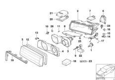 Детали ксеноновой фары для BMW E38 730i M60 (схема запасных частей)