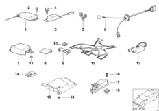 Электрические детали НПБ для BMW E36 325i M50 (схема запасных частей)