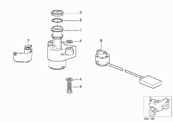 Выключатель зажигания и стартера для BMW 89V3 K 1200 RS 97 (0544,0554) 0 (схема запчастей)