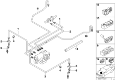 Трубопровод тормозн.привода Пд ABS/ASC+T для BMW E36 323ti M52 (схема запасных частей)