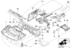 Звукоизоляция Пд для BMW E39 528i M52 (схема запасных частей)