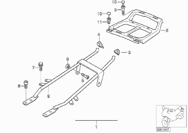 Комплект багажника для BMW 259S R 1100 RS 93 (0411,0416) 0 (схема запчастей)