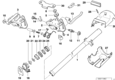 Рулевая колонка регулируемая по высоте для BMW E36 M3 3.2 S50 (схема запасных частей)