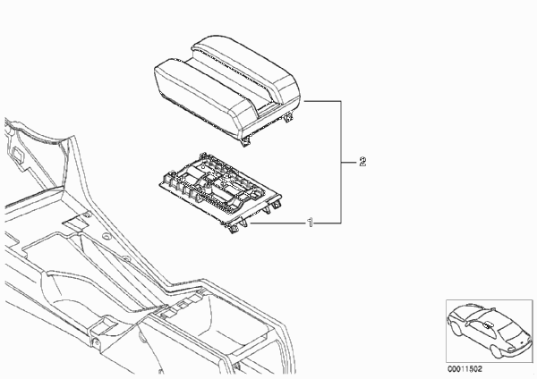 Индивид.средний подлокотник с телефоном для BMW E39 M5 S62 (схема запчастей)