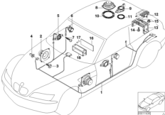 Детали системы HiFi для BMW Z3 Z3 M3.2 S50 (схема запасных частей)