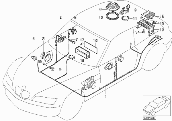 Детали системы HiFi для BMW Z3 Z3 M3.2 S50 (схема запчастей)