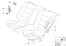Сиденье двухместное Зд/детали для BMW E34 M5 3.6 S38 (схема запасных частей)