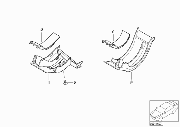 Кабельный канал багажной двери для BMW E39 530i M54 (схема запчастей)