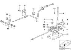 Механизм ПП с Interlock АКПП для BMW E36 316i M43 (схема запасных частей)