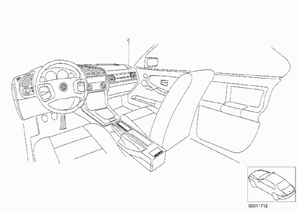 Инд.дерев.накладка перчаточного ящика для BMW E36 M3 S50 (схема запчастей)