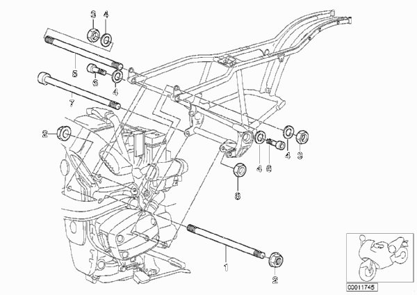 Подвеска двигателя для BMW 59C3 R 1200 C Indep. 00 (0405,0433) 0 (схема запчастей)