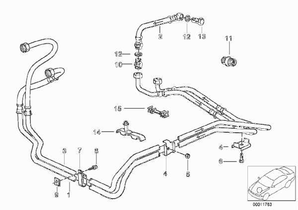Охлаждение трансмиссионного масла для BMW E30 325i M20 (схема запчастей)