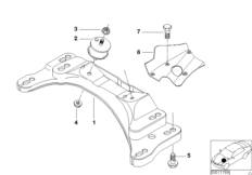 Крепление коробки передач/АКПП для BMW E46 330Ci M54 (схема запасных частей)