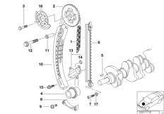 Приводная цепь механ.газораспределения для BMW Z3 Z3 1.9 M43 (схема запасных частей)