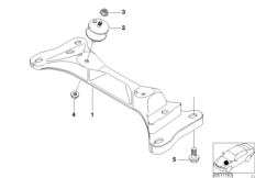 Крепление коробки передач/МКПП для BMW E46 328i M52 (схема запасных частей)