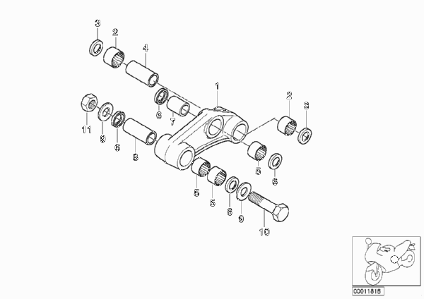 Направляющие детали подвески задн.колеса для BMW E169 F 650 94 (0161) 0 (схема запчастей)