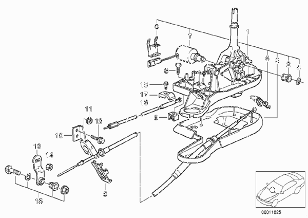 Механизм ПП с Interlock АКПП для BMW E39 525tds M51 (схема запчастей)