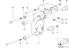 Элементы крепления генератора для BMW E30 318i M40 (схема запасных частей)