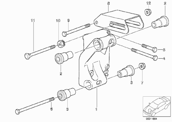 Элементы крепления генератора для BMW E36 318is M42 (схема запчастей)