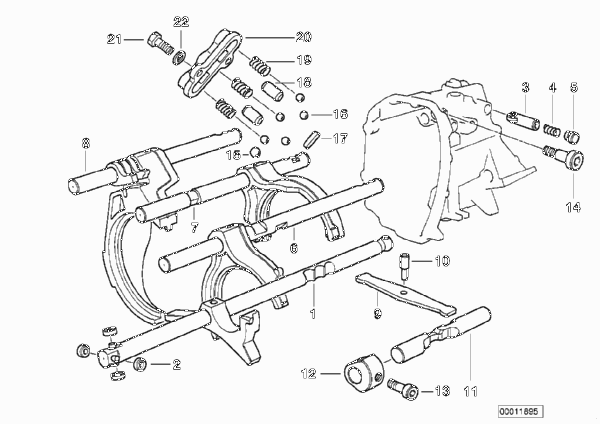 S5D...G внутренние детали переключения для BMW E36 318tds M41 (схема запчастей)