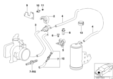 Клапан вент.топл.бака/клапан прим.возд. для BMW E36 318i M40 (схема запасных частей)