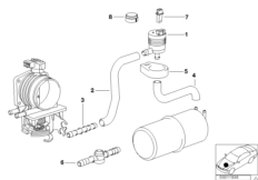 Клапан вентиляции топливного бака для BMW E38 728i M52 (схема запасных частей)
