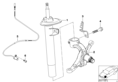 Амортизационная стойка Пд/амортизатор для BMW E46 320d M47N (схема запасных частей)