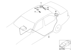Детали антенны на заднем стекле для BMW E39 540i M62 (схема запасных частей)