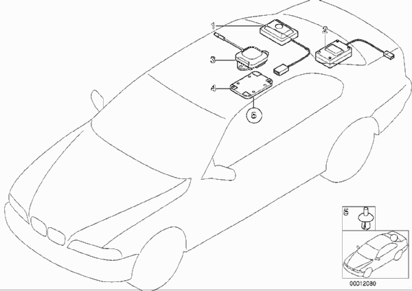 Магнитный зонд/антенна GPS для BMW E39 535i M62 (схема запчастей)