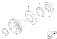 Подшипники фланца, ст.привода/упл.кольцо для BMW Z3 Z3 3.0i M54 (схема запасных частей)