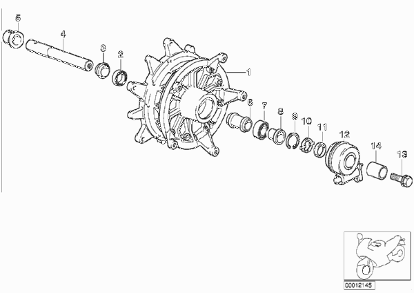 Ступица колеса Пд дополнит.элементы для BMW R21 R 1150 GS 00 (0415,0495) 0 (схема запчастей)