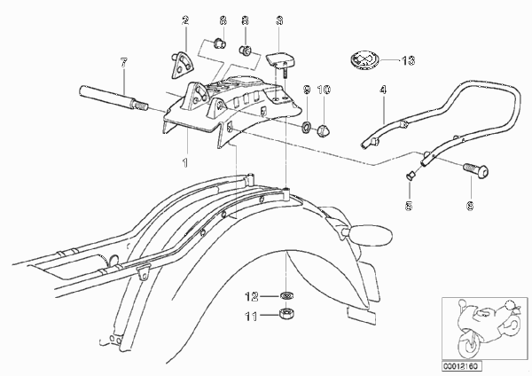 Деталь заднего кронштейна для BMW 59C1 R 1200 C 03 (0329,0379) 0 (схема запчастей)