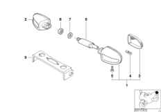 Фонарь указателя поворота Зд для BMW 89V3 K 1200 RS 97 (0544,0554) 0 (схема запасных частей)