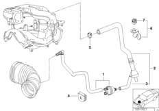 Двигатель с вакуумной сист.управления для BMW E46 316i 1.6 M43 (схема запасных частей)