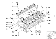 головка блока цилиндров для BMW E46 325xi M54 (схема запасных частей)