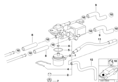 2-позиц. 3-лин. клапан/топливные шланги для BMW E38 750iLP M73N (схема запасных частей)